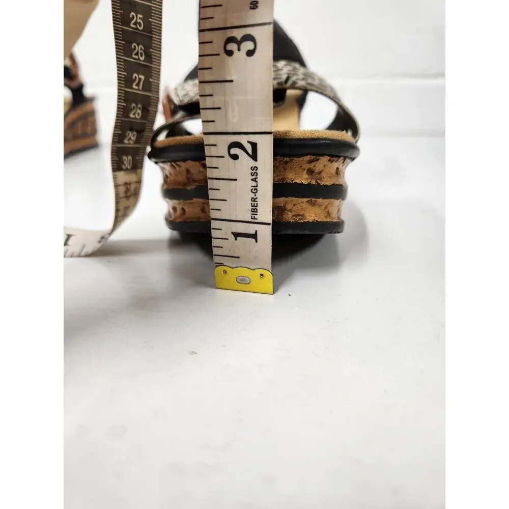Rieker Women's 68176 Rose Wedge Sandals, Size 38 (7-7.5) In Ginger/Schwarz/Gold